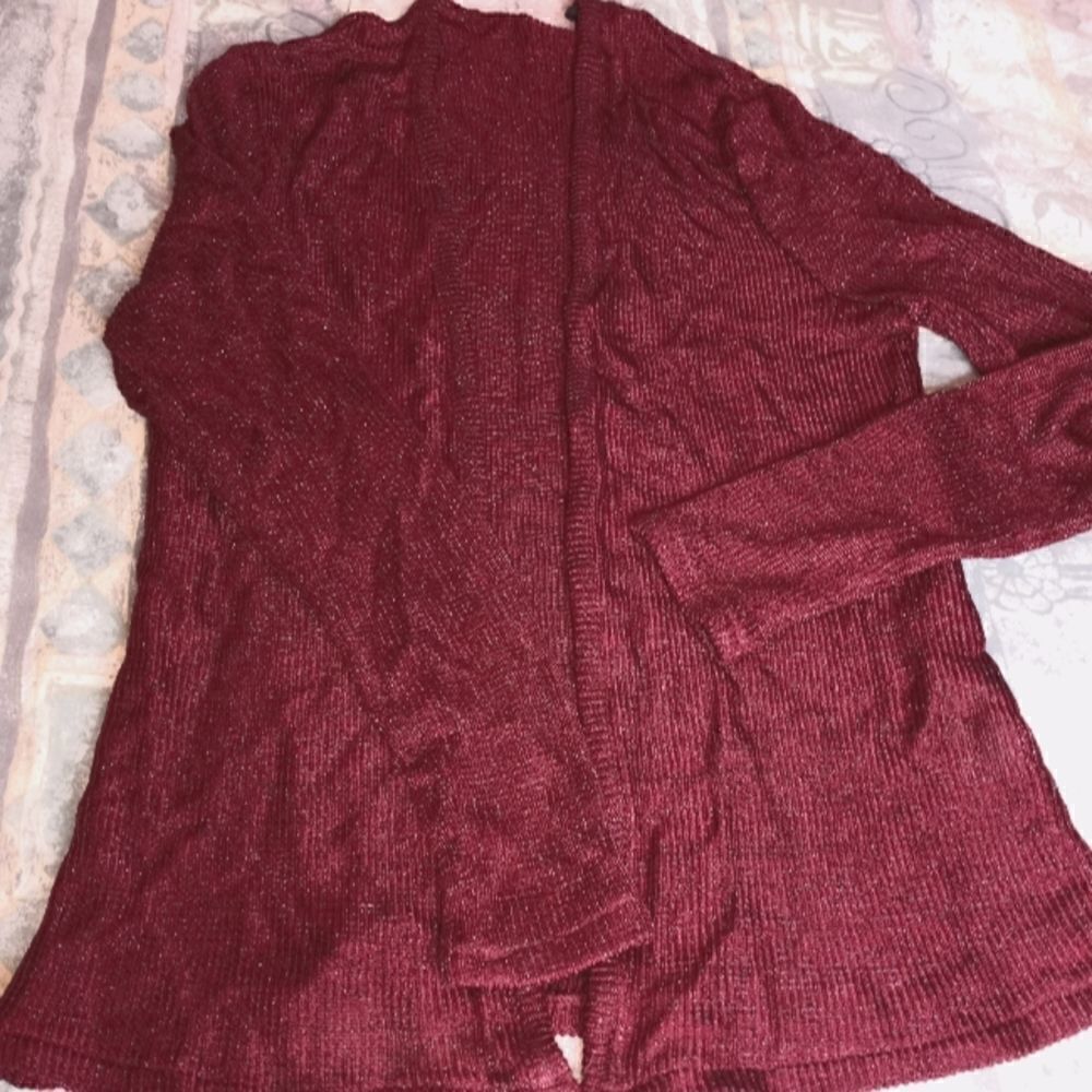 Dave& Johnny 10 Longsleeves Burgundy Sequin Opened Women's Sweater Cardigan